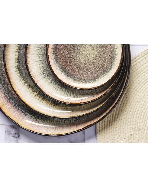 Iris Beige/bruin volledige set steengoed - 48 stuks