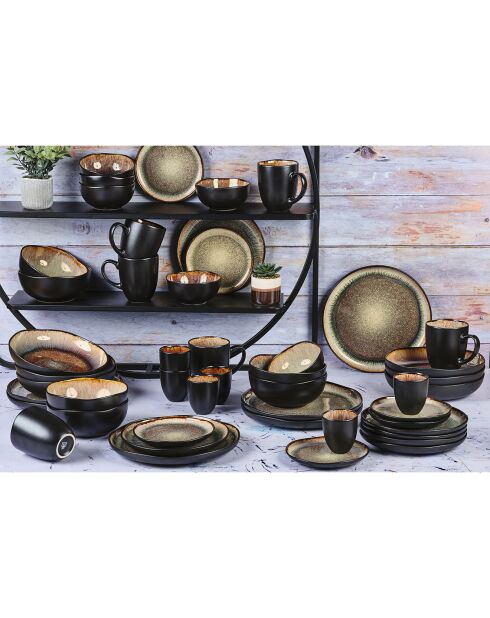 Iris Beige/bruin volledige set steengoed - 48 stuks