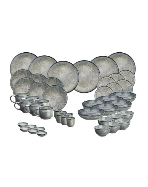 Service Complet en Grès Zen gris/bleu - 48 pièces