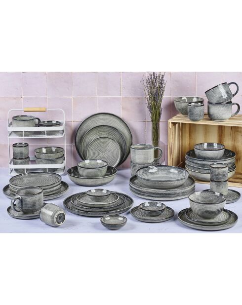 Service Complet en Grès Zen gris/bleu - 48 pièces