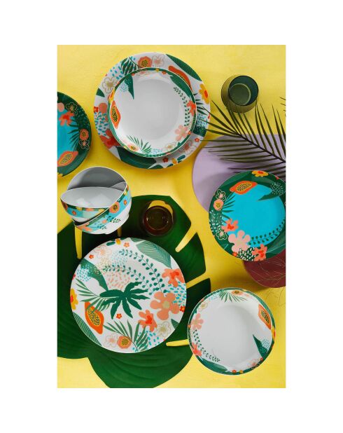 Service de table en Porcelaine multicolore - 24 pièces
