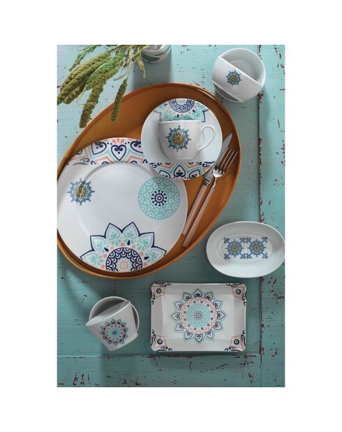 Service petit déjeuner en Porcelaine multicolore - 32 pièces