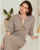 Robe 100% Lin Félicie taupe