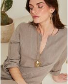 Robe 100% Lin Félicie taupe