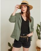 Veste 100% Lin Flo vert kaki
