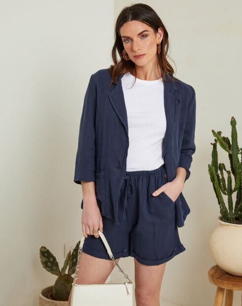 Veste 100% Lin Sophy bleu marine