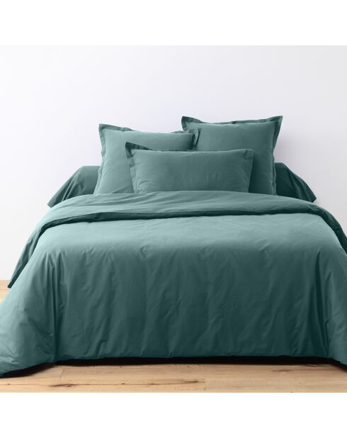 Parure housse de couette unie bleu canard