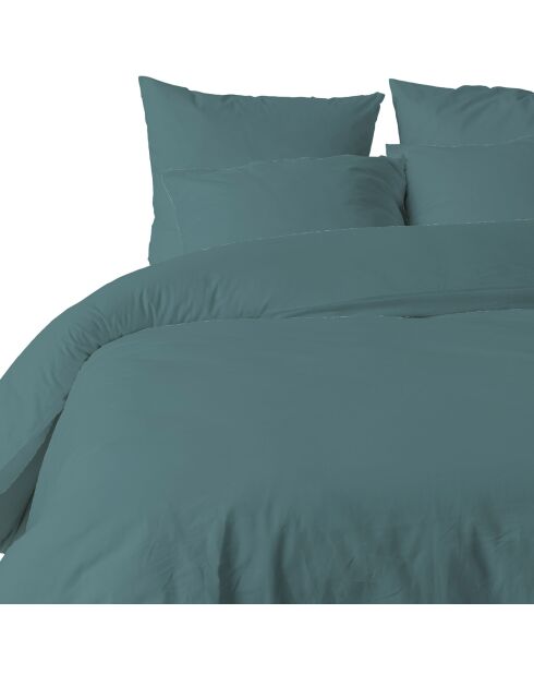Parure housse de couette unie bleu canard