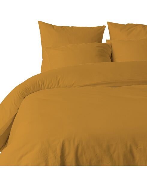 Parure housse de couette unie jaune safran