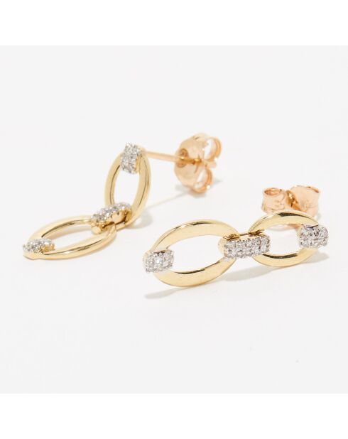 Boucles d'oreilles Diamants 0.12 ct or jaune