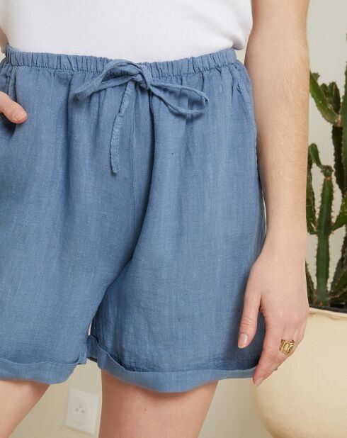 Short 100% Lin Armelle indigo