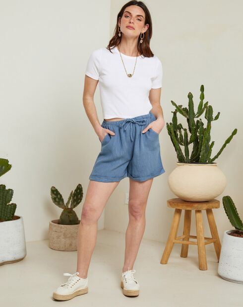 Short 100% Lin Armelle indigo