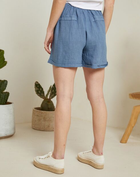 Short 100% Lin Armelle indigo