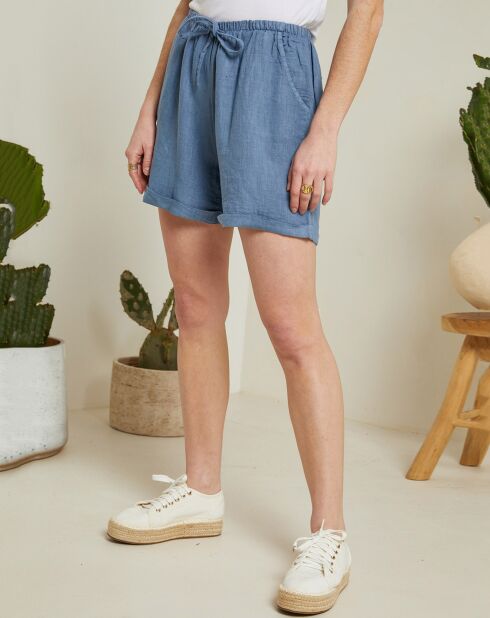 Short 100% Lin Armelle indigo