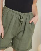 Short 100% Lin Armelle vert kaki