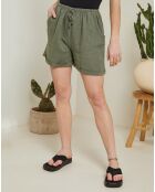 Short 100% Lin Armelle vert kaki