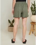 Short 100% Lin Armelle vert kaki
