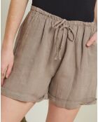 Short 100% Lin Armelle marron taupe