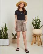 Short 100% Lin Armelle marron taupe
