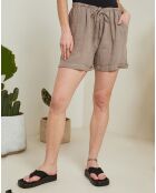 Short 100% Lin Armelle marron taupe