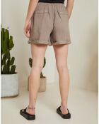 Short 100% Lin Armelle marron taupe
