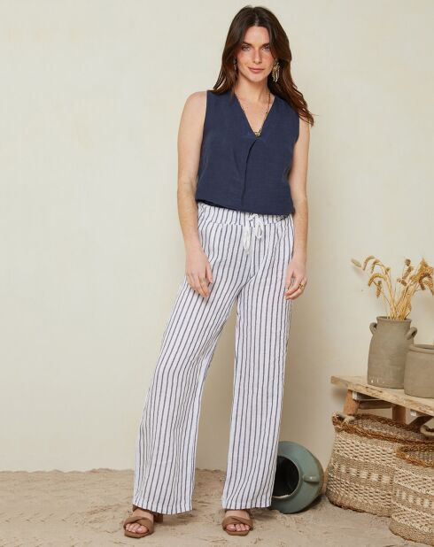 Pantalon 100% Lin Alice blanc