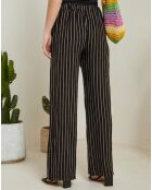 Pantalon 100% Lin suzy à rayures noir