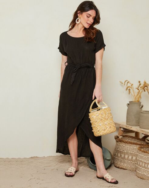 Gabrielle Schwarzes Kleid aus 100% Leinen