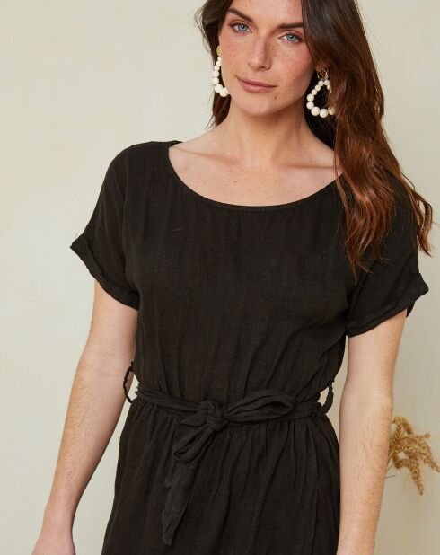 Gabrielle Schwarzes Kleid aus 100% Leinen