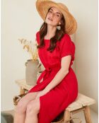 Robe 100% Lin Gabrielle rouge