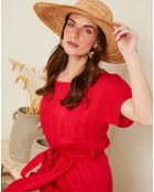 Robe 100% Lin Gabrielle rouge