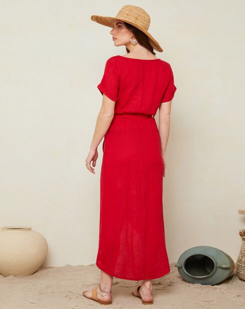 Gabrielle rotes Kleid aus 100% Leinen