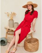 Robe 100% Lin Gabrielle rouge