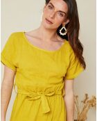 Robe 100% Lin Gabrielle jaune safran