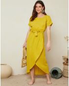 Robe 100% Lin Gabrielle jaune safran