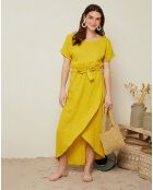 Robe 100% Lin Gabrielle jaune safran