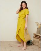 Robe 100% Lin Gabrielle jaune safran