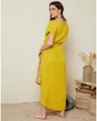 Robe 100% Lin Gabrielle jaune safran