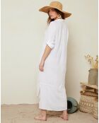 Langes weißes Hemdkleid Romy aus 100% Leinen