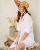 Langes weißes Hemdkleid Romy aus 100% Leinen