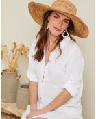 Langes weißes Hemdkleid Romy aus 100% Leinen