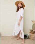 Langes weißes Hemdkleid Romy aus 100% Leinen