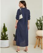 Robe 100% Lin Eva bleu marine