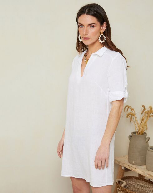Robe 100% Lin Emy blanche