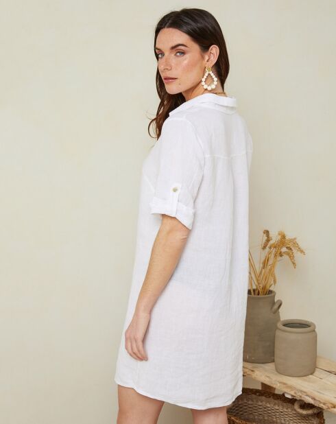 Emy weißes Kleid aus 100% Leinen