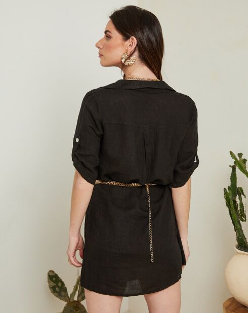 Emy schwarzes Kleid aus 100% Leinen