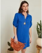 Robe 100% Lin Suzie bleu royal