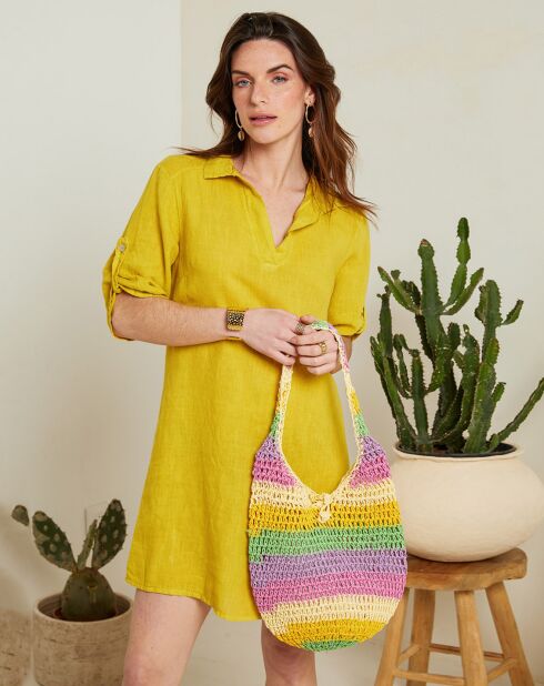 Kleid Karina Safran aus 100% Leinen