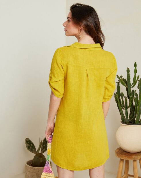 Kleid Karina Safran aus 100% Leinen