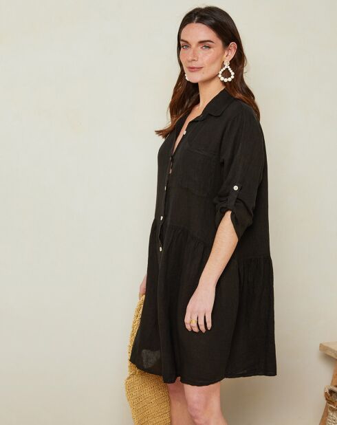 Robe 100% Lin Salomé noire